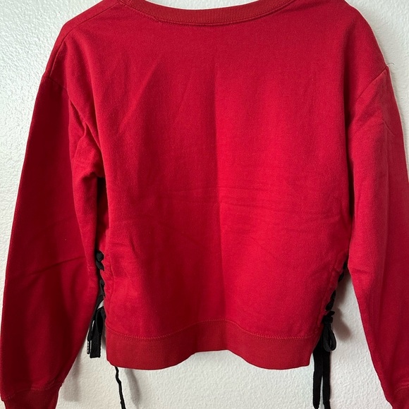 DISNEY Minnie Red Crop Sweatshirt With Drawstrings Medium - Picture 2 of 4